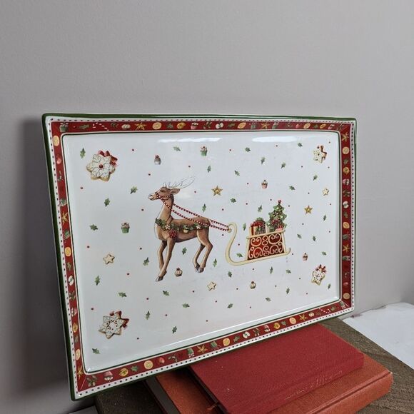 Rectangular Cake Tray Winter Bakery Delight by Villeroy & Boch Reindeer sleigh - Picture 2 of 5